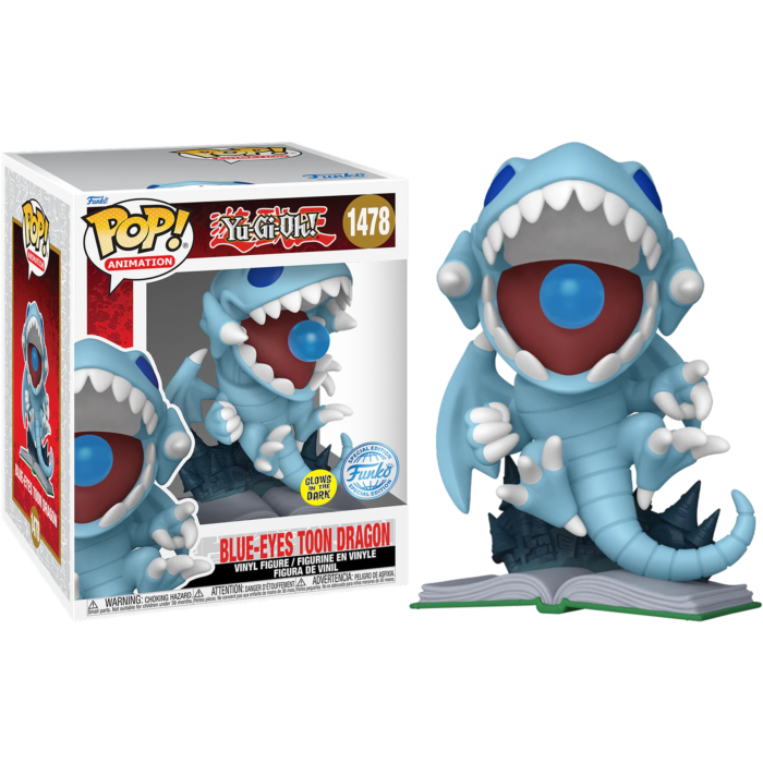 Yu-Gi-Oh! - Blue Eyes Toon Dragon Glow-in-the-Dark Super Sized 6" Funko POP! RS