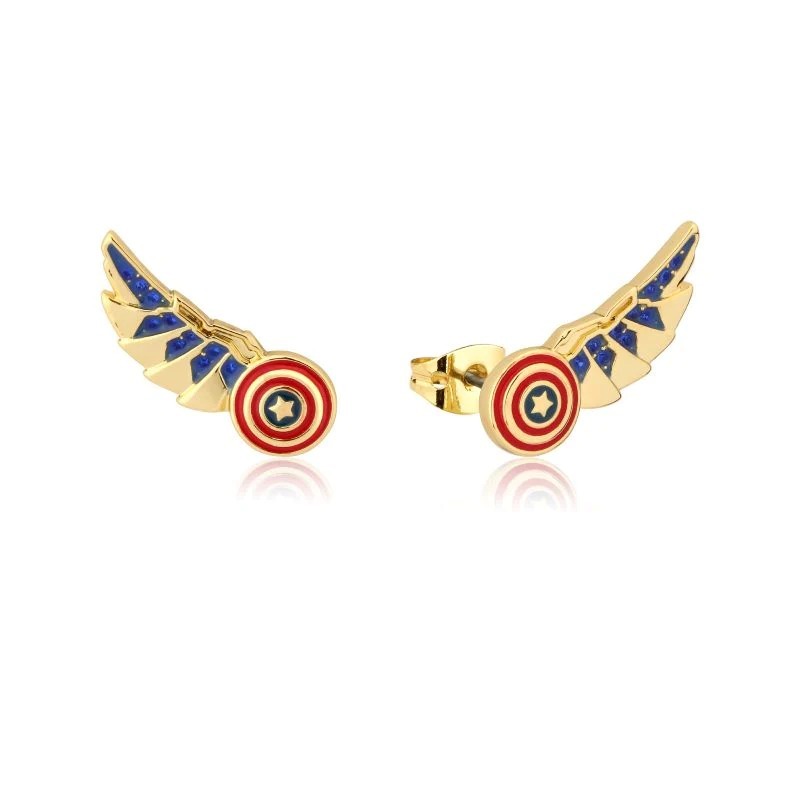 Marvel - Captain America Wing  Studs - 14k gold overlay - Titanium