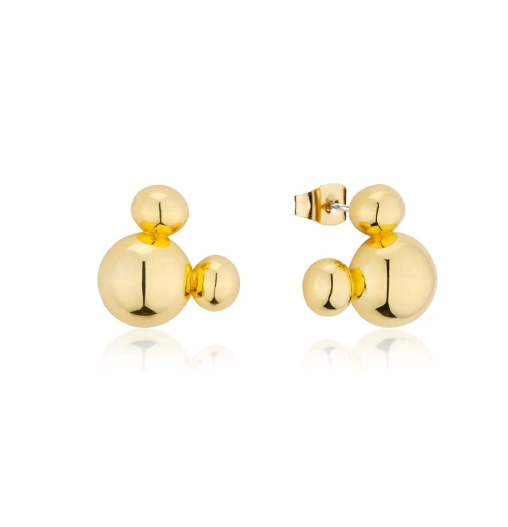 D100 - Disney Mickey Bauble Sterling Silver Gold Studs