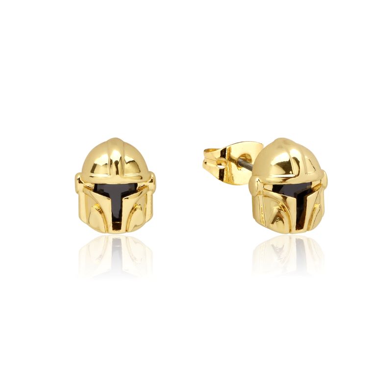 Starwars - Mandolorian Helmet Gold Sterling Silver Studs