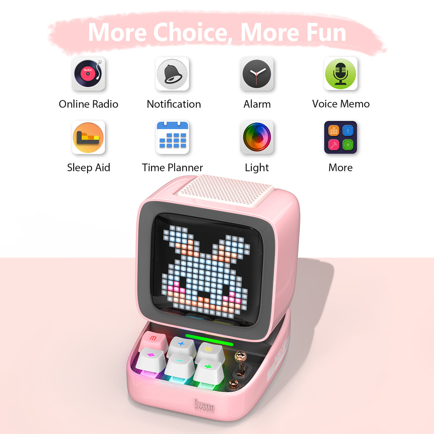 Divoom Ditoo-Pro Retro Pixel Art Bluetooth Speaker Pink